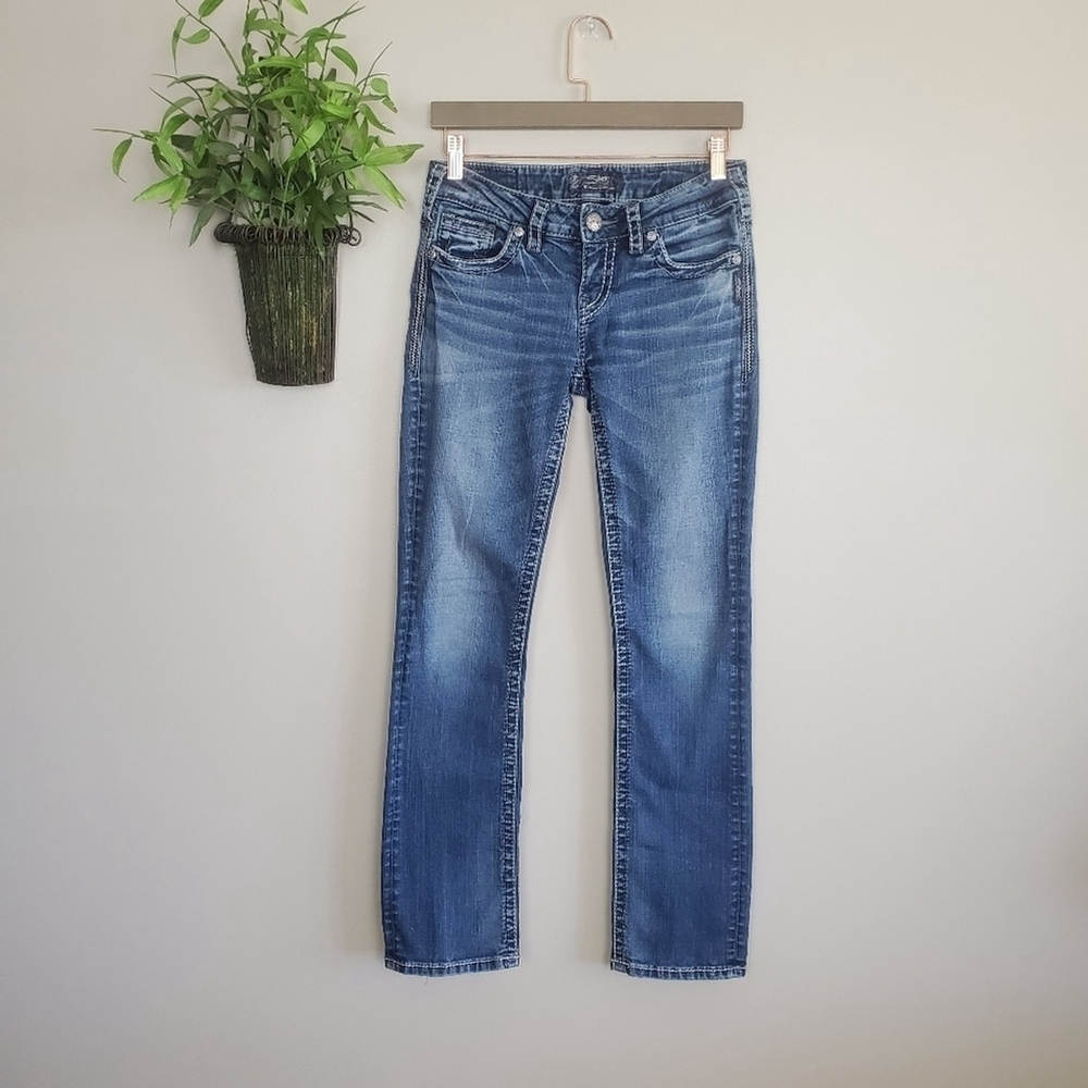 Silver 25 Aiko Mid Rise Slim Boot Bootcut Medium Wash Stretch Jeans